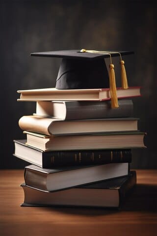 الحصول على رخصة القيادة في غونتبرغ 3 front view stacked books graduation cap diploma education day 737376 461