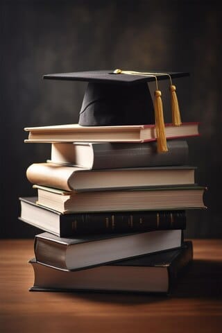 front view stacked books graduation cap diploma education day 737376 461